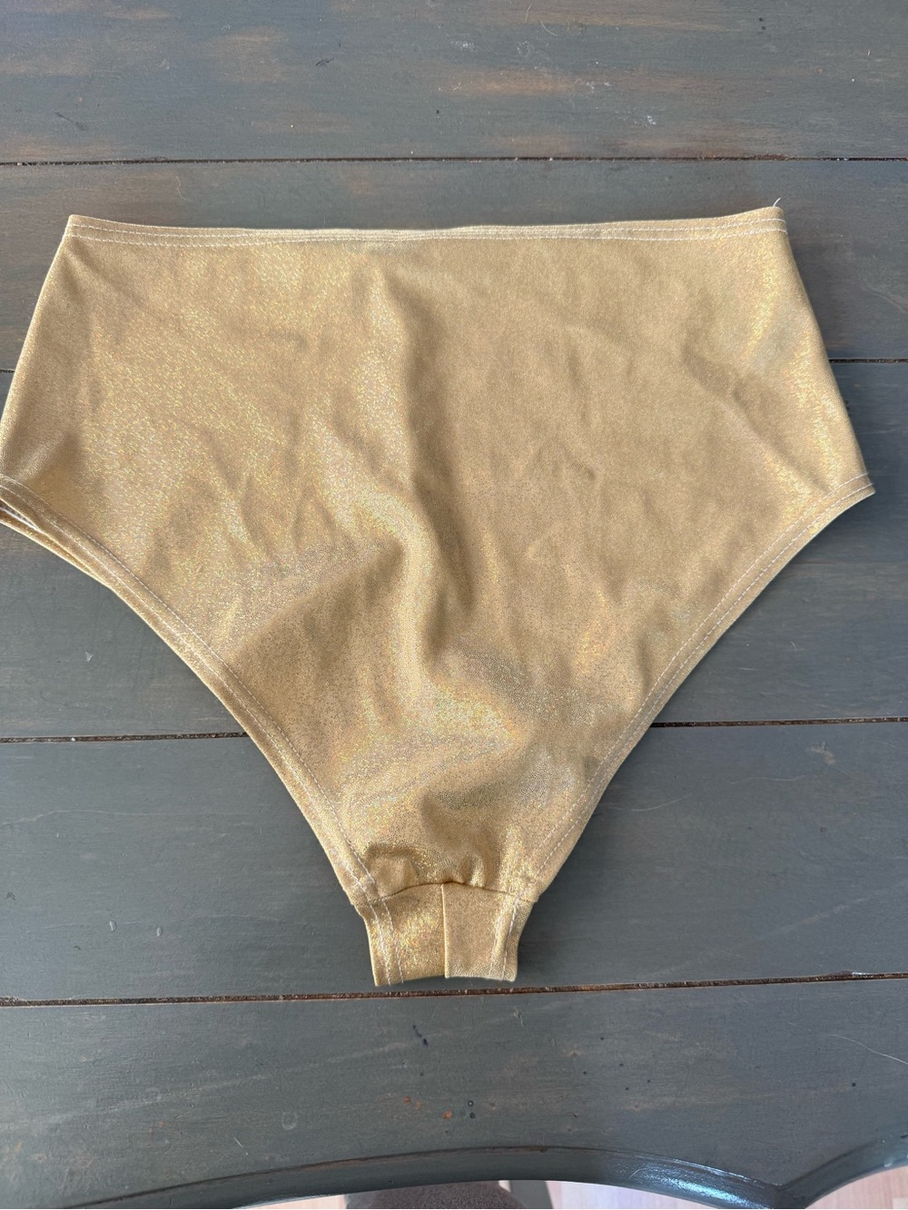 High-Rise Shimmer Bikini Bottoms in Gold